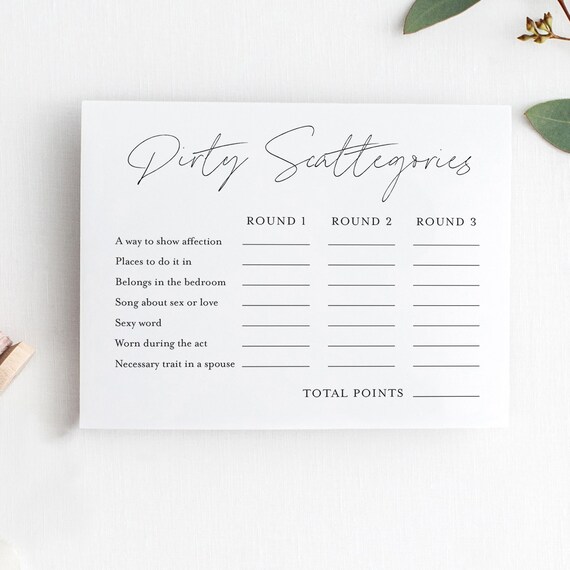 Dirty Bachelorette Scattergories Game Printable Bachelorette - Etsy