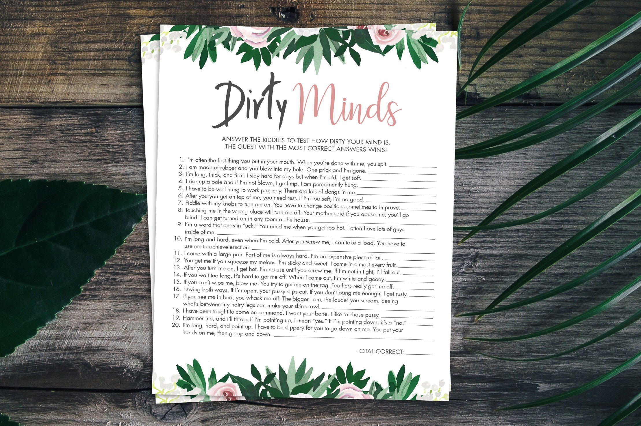 Naughty Bachelorette Game Bridal Shower Games Hens Party Etsy