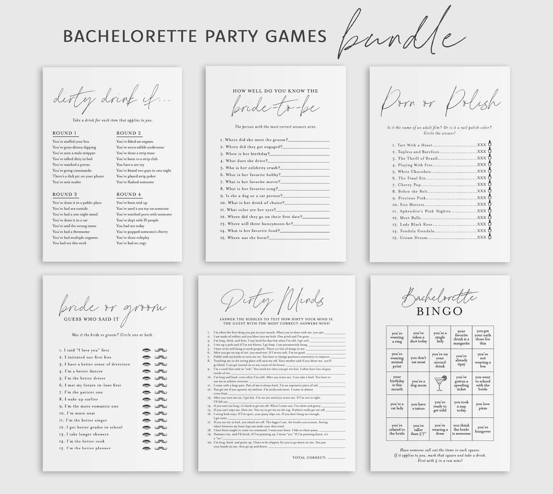 6 Bachelorette Games Bundle, Bachelorette Bundle, Dirty Minds Game, Hen