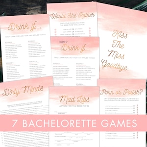 7 Bachelorette Games Bundle, Games Bundle, Hen Party Games Bundle, Hens Night Games Package, Bridal Shower Activities, Games Printable BG