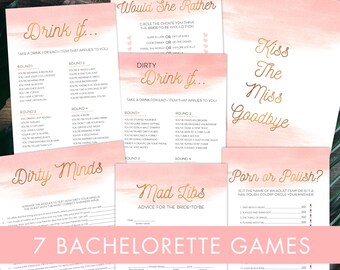 7 Bachelorette Games Bundle, Games Bundle, Hen Party Games Bundle, Hens Night Games Package, Bridal Shower Activities, Games Printable BG