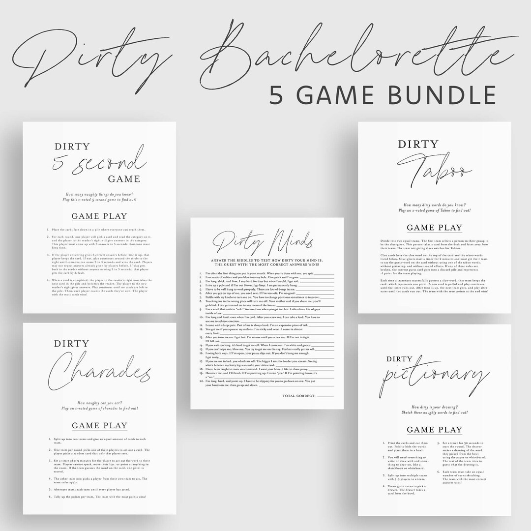 5 Bachelorette Games Bundle, Bachelorette Bundle, Dirty Minds Game