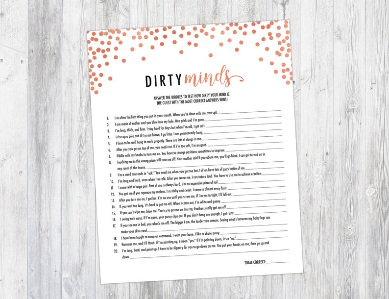 Naughty Bachelorette Game Rose Gold Bridal Shower Games Hens Etsy