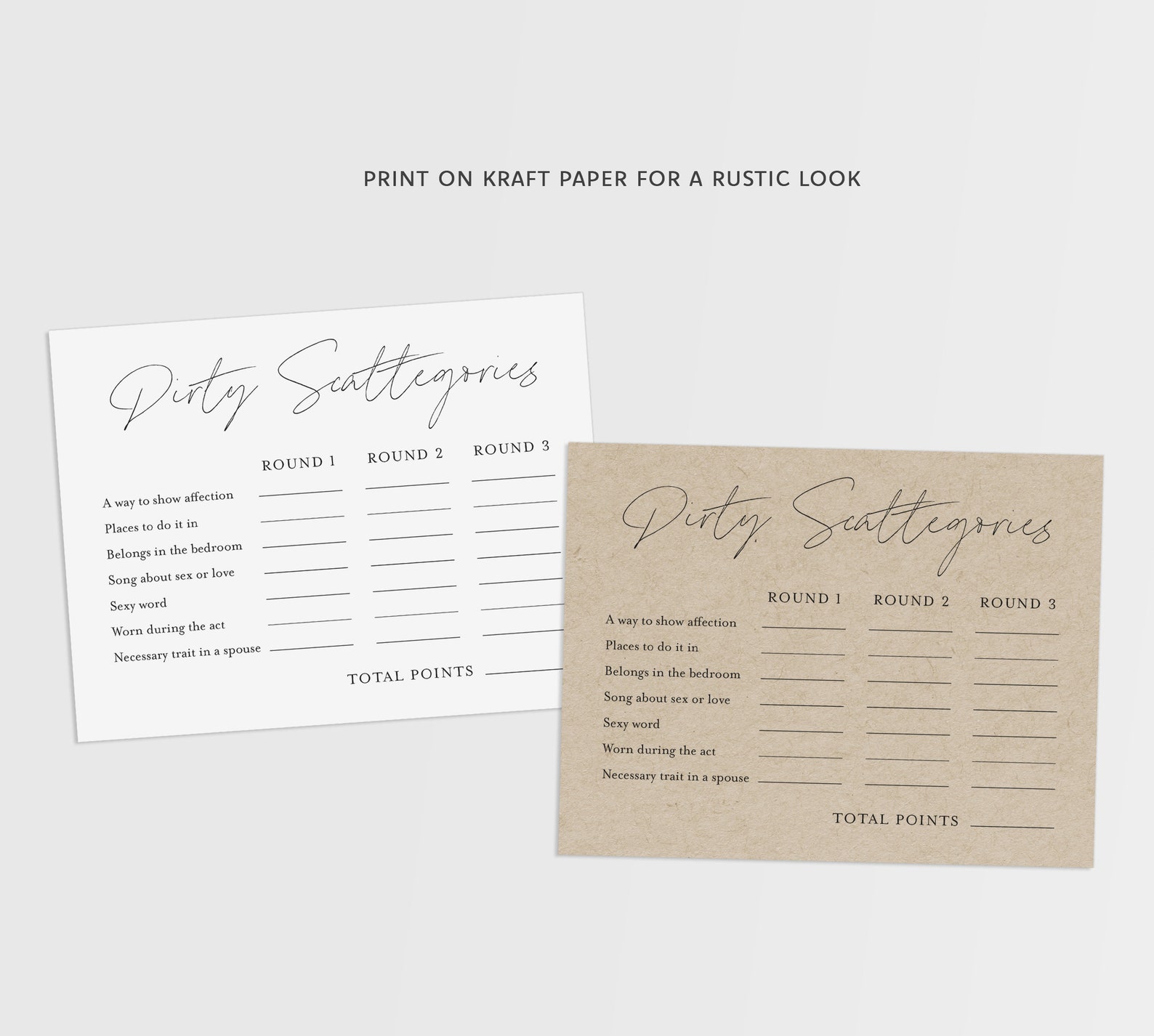 Dirty Bachelorette Scattergories Game Printable Bachelorette - Etsy