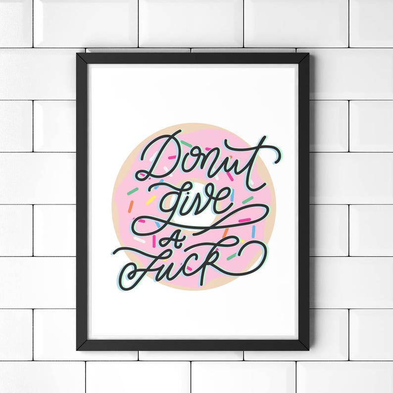 Foodie Gift Donuts Donut Illustration Print Prints Pink | Etsy