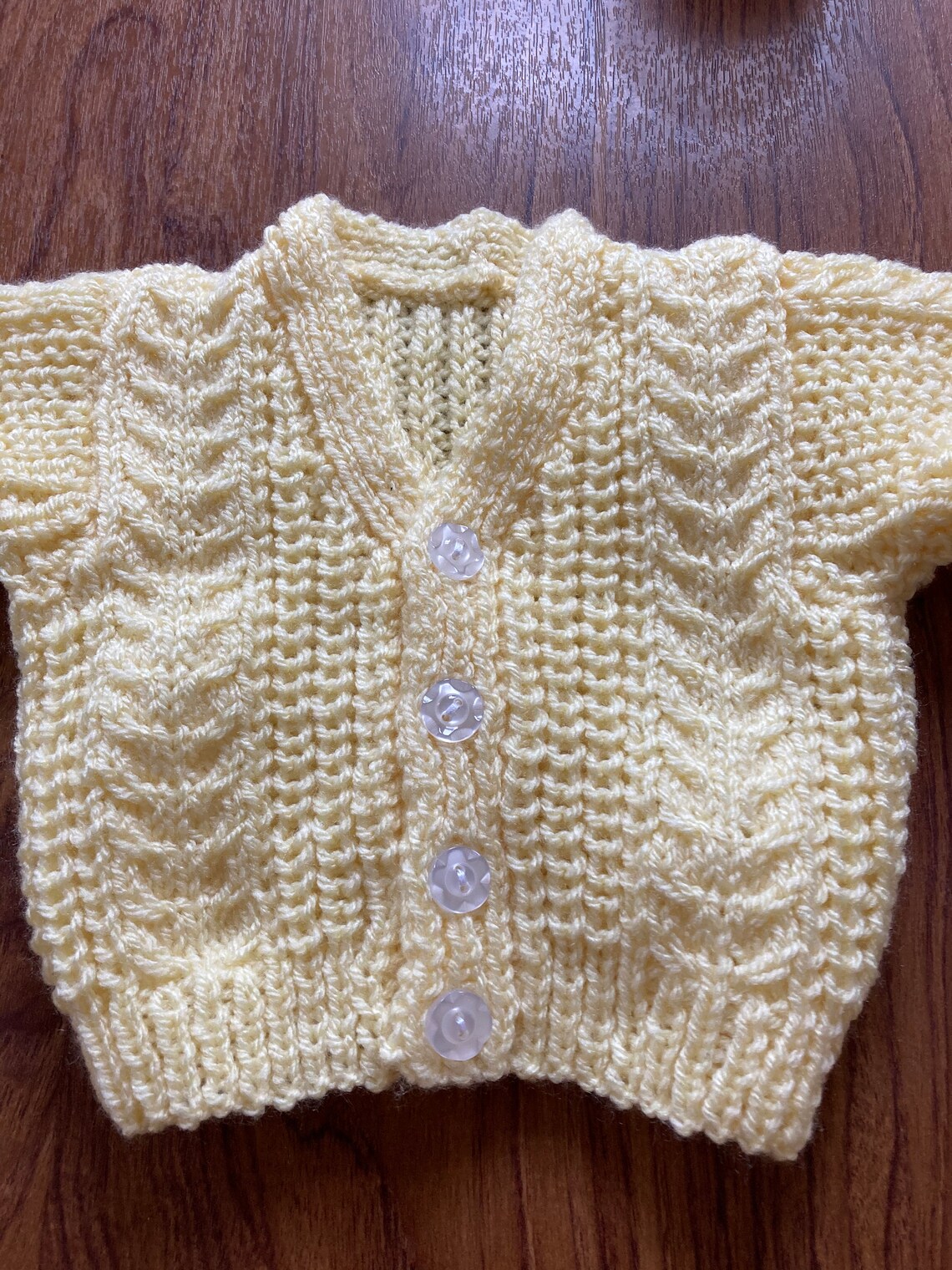 Handmade Knitted Lemon Baby Cardigan in double knit yarn FREE Etsy