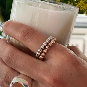 Dehnbarer 925 Silber Ring mit Kugel Design - Erhältlich in Silber, Rose, Gold und Schwarz