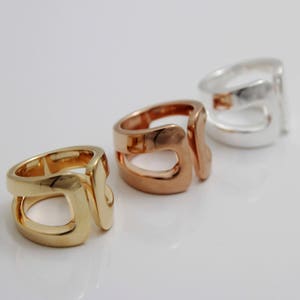 Modern statement ring &quot;stirrup&quot; handmade of solid sterling silver, can be made in all sizes and surfaces, German quality