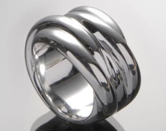 Beautiful wavy ring  "Pacific", made of solid 925 Sterling Silver, highest quality, available in ALL sizes