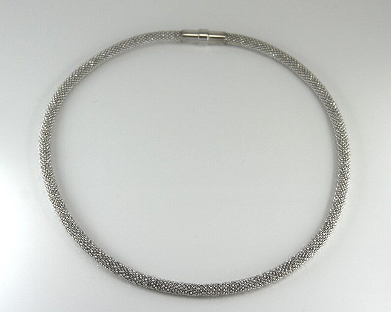 Beautiful sterling silver necklace with diamond effect and an easy to handle magnetic clasp image 4