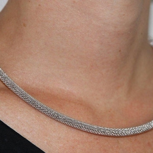 Beautiful sterling silver necklace with diamond effect and an easy to handle magnetic clasp image 1