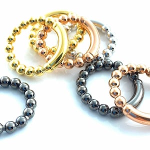 Flexible round ring made of sterling silver spheres in silver, gold & rosegold, all sizes possible