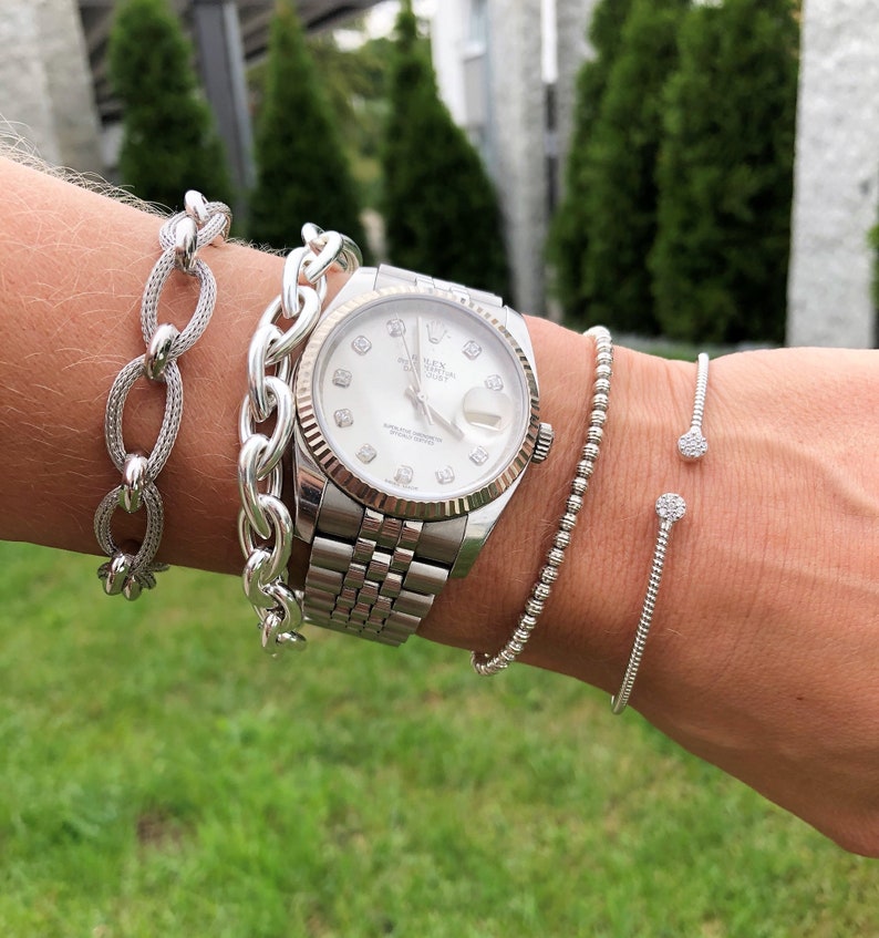 eyecatcher different lengths available Soft and sparkling sterling silver bracelet Ansedonia rhodium plated