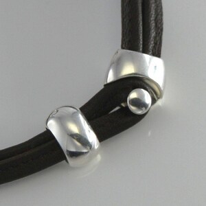 Great sterling silver bracelet Smile with dark brown leather image 5