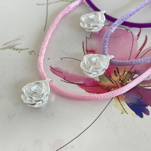 Rose Blüte Anhänger mit verstellbaren feinen Kette aus massivem 925 Silber