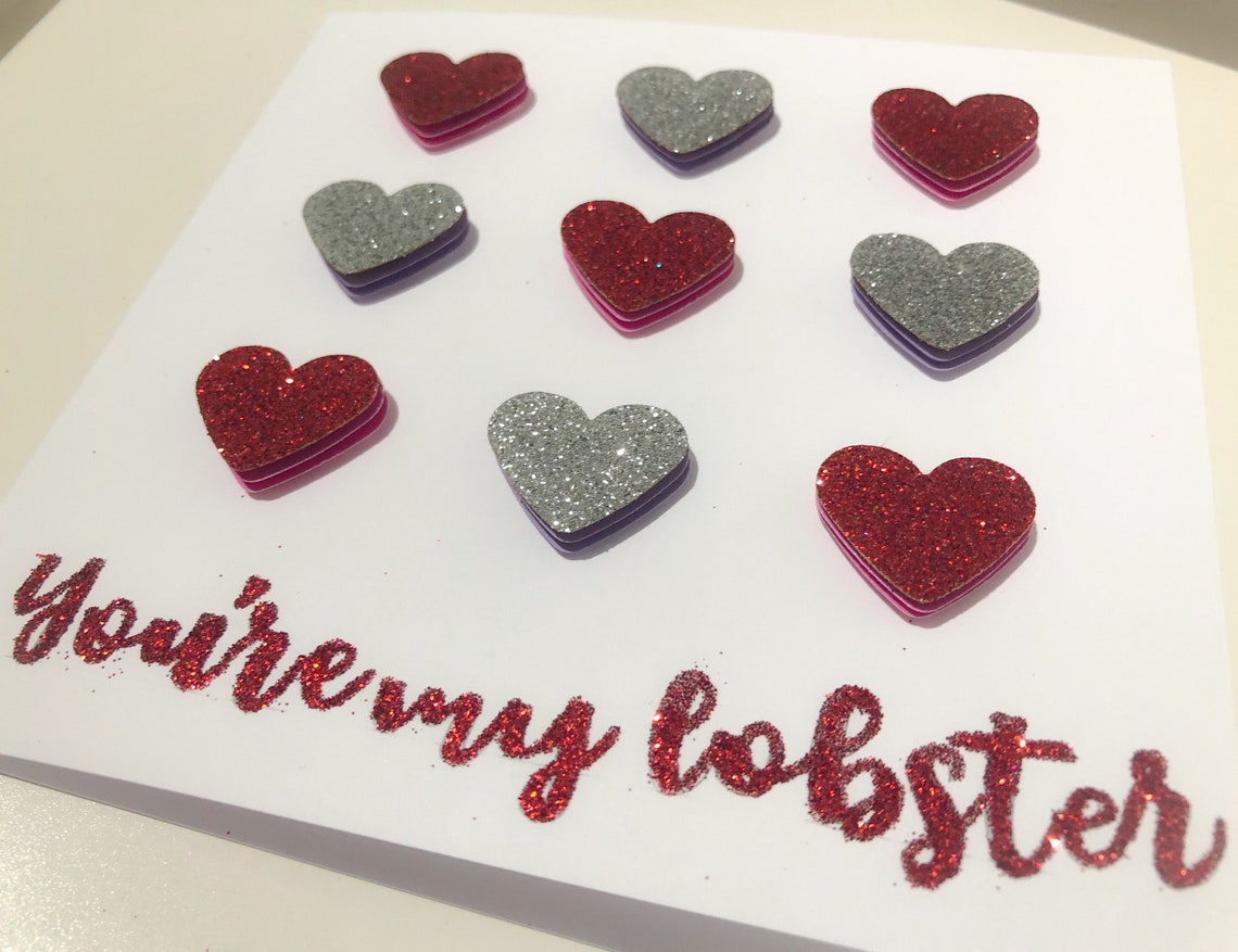 Youre My Lobster Valentines Day Card With Red & Silver Etsy