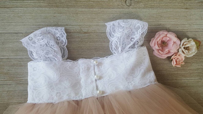 Girls Blush Tulle Dress Baby Christening Dress The Saphira Blush Tulle and Lace Flower Girl Dress Infant Tulle and Lace Dress