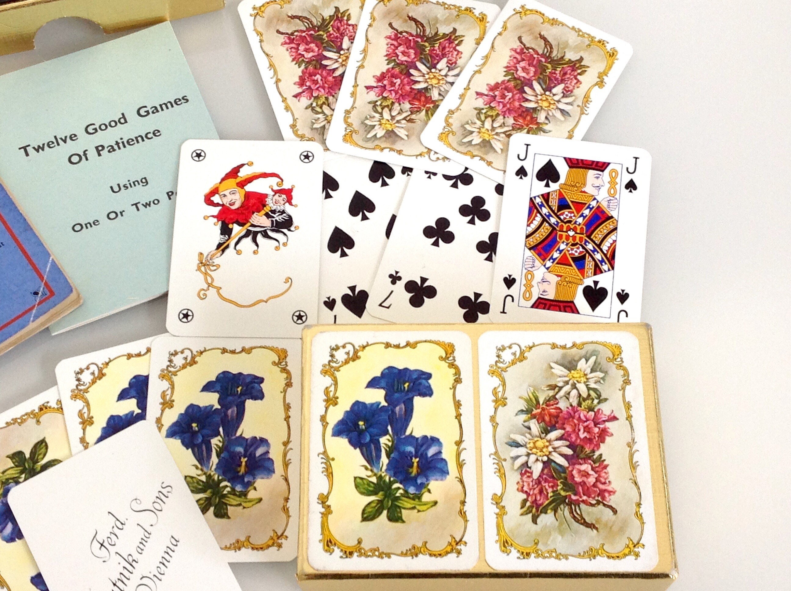 Vintage Floral Patience card game Patience with games book Etsy