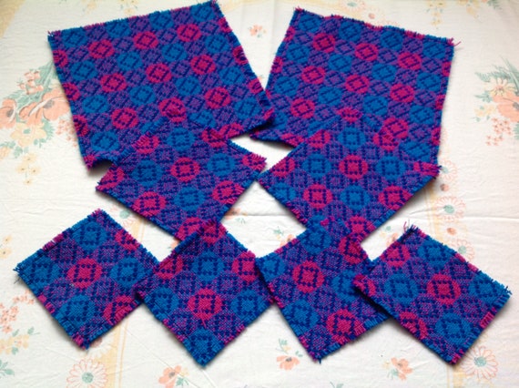Woven Placemats And Coasters Purple And Blue Textile Tableware Etsy