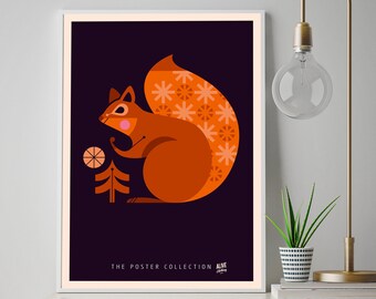 THE SQUIRREL Art Print Poster Fine Art DIN A2 42x59,4 Wall Decor, Picture, Artwork, Squirrel, Retro, Squirrel Poster
