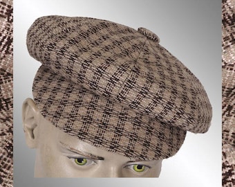 Vintage Tweed Newsboy Cap - Small