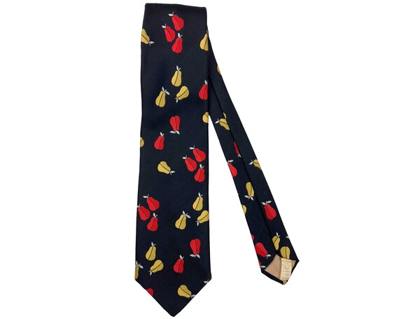 Vintage 1970s Yves Saint Laurent Tie Pear Pattern… - image 1