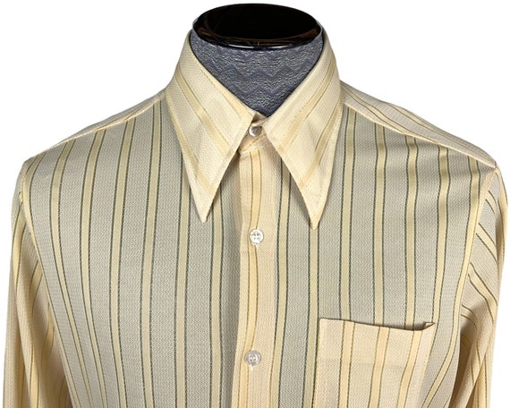 Vintage 1970s Yellow Shirt Sheer Polyester Nylon … - image 5