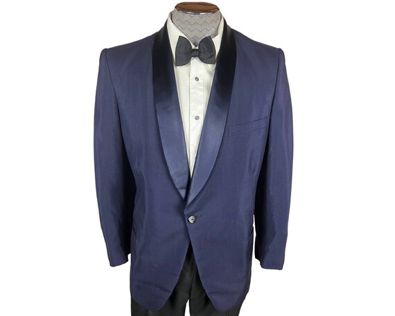 Vintage Blue Tuxedo Dinner Jacket Mohair Wool Tux Jacket Dated