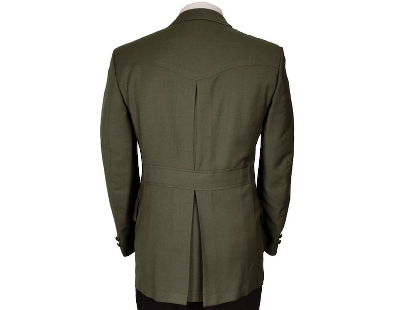 Vintage 70s Mens Mod Blazer Jacket Olive Green Wool Size M VFG image 2