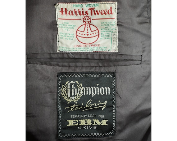Vintage 50s Harris Tweed Jacket EBM Denmark Mens … - image 5
