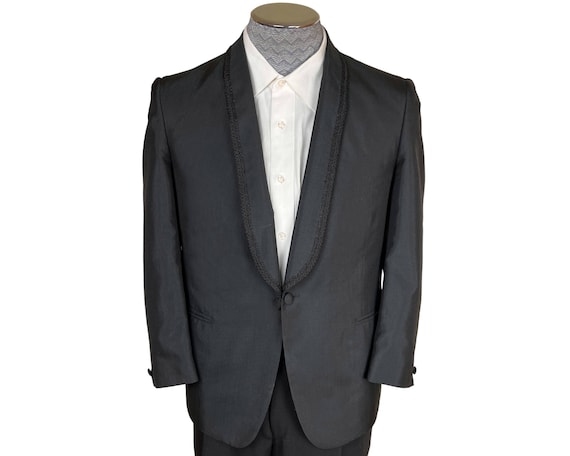 Vintage 1960s Tuxedo Jacket French Mens Formal Wear Size S