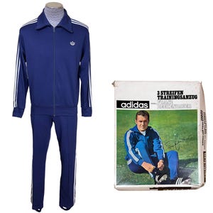 Vintage 1970s Adidas Track Suit Trefoil 3 Stripe Old School Mens Size M w Box