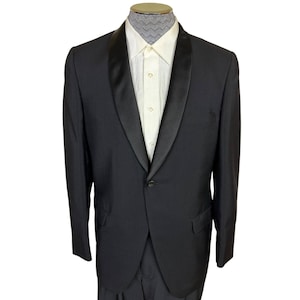Vintage 1960s Tuxedo Jacket Black Mohair Hyde Park Size 40