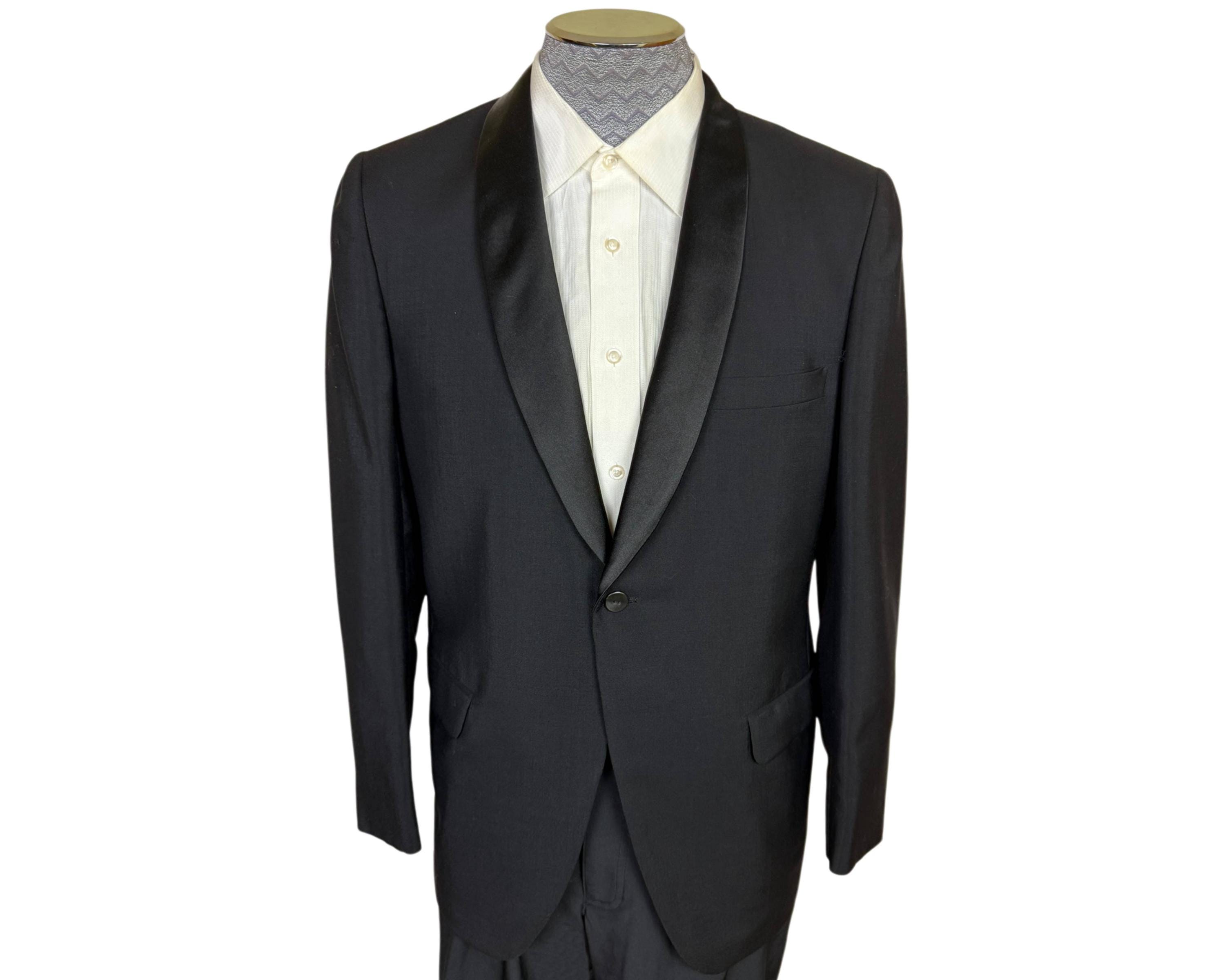 【日本入手困難】CLASSIC TUX JACKET IN MOHAIR AND SILK Vintage 1960s Tuxedo Jacket Black Mohair Hyde Park Size 40