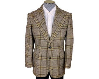 Vintage 1970s Chaqueta Plaid Tweed Blazer Sport Coat Tamaño 40