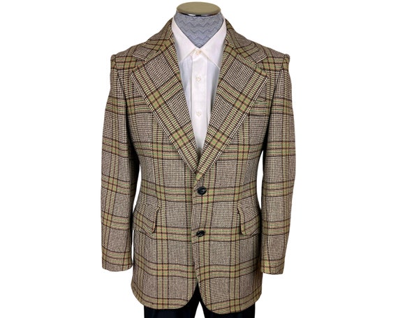Vintage 1970s Jacket Plaid Tweed Blazer Sport Coa… - image 1