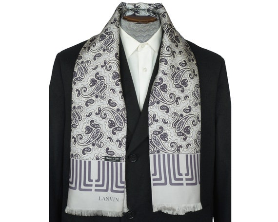 Vintage 1970s Lanvin Paris Mens Silk Dress Scarf S
