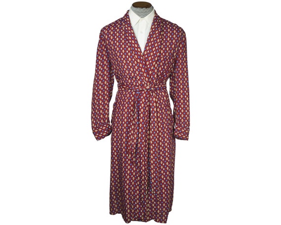 Vintage 50s 60s Mens Dressing Gown Printed Rayon B