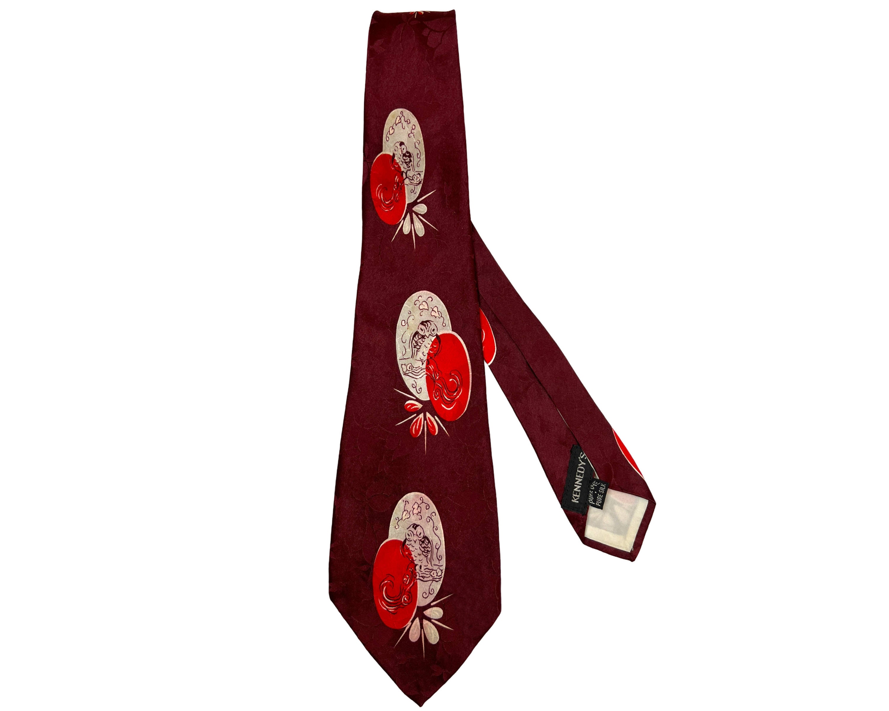 Vintage 1940s Tie Owl Motif Pure Dye Pure Silk Kennedy’s As Is