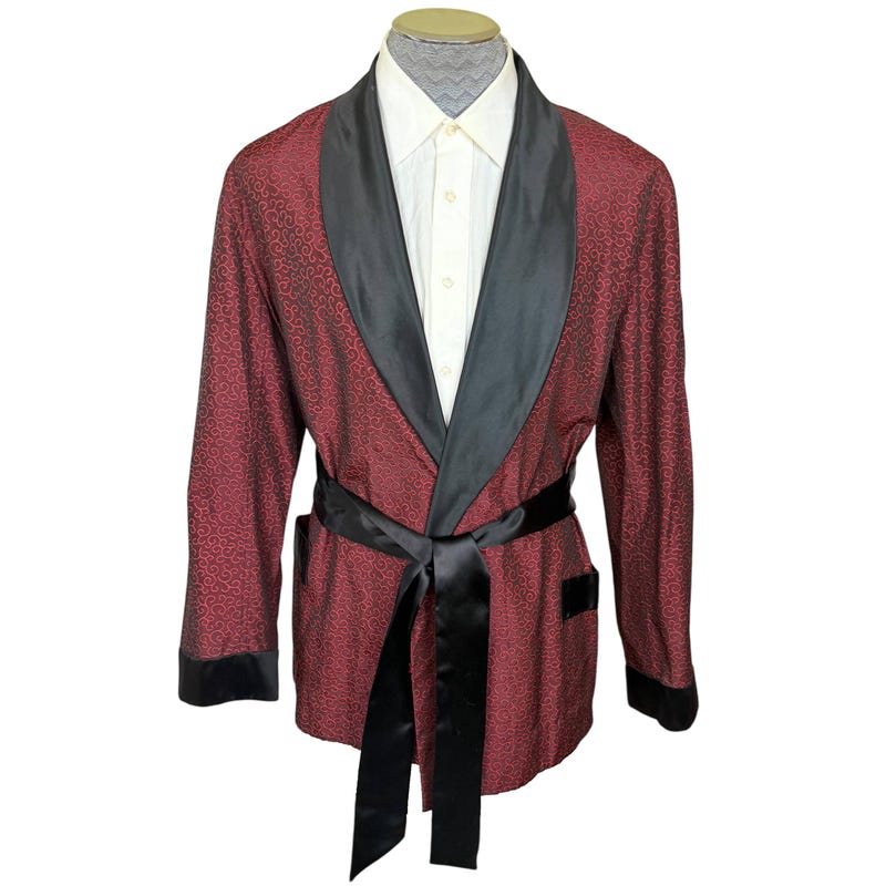 Vintage ruby red wool smoking jacket
