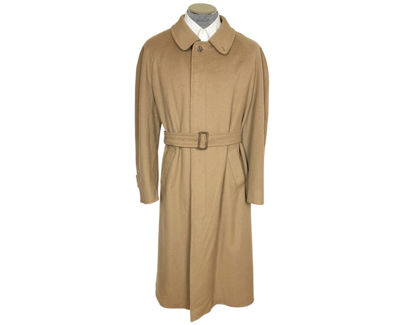 Vintage Aquascutum of London-overjas jaren 80, pure lamswollen jas met riem, Engeland, maat 40R afbeelding 1