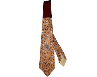 Vintage 1940s Mens Tie Perfume Bottle Abstract Print Necktie British Neckwear