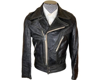 Vintage 1960s Leather Motorcycle Jacket Exclusive Leatherwear Canada Size M