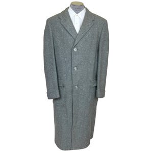 Vintage 1950s Tweed Overcoat Mens Coat Size L XL Tall Dated 1956