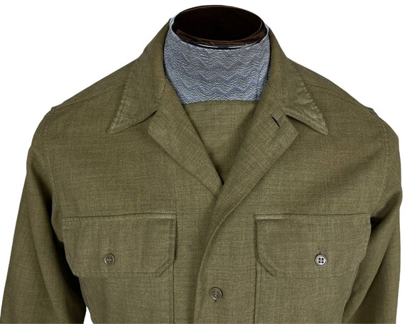 Antique WWI Shirt Green Wool with Bib Size M - image 4