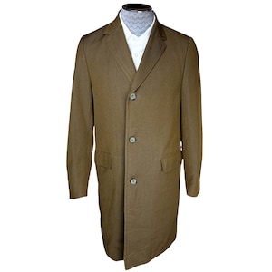 vintage années 1960 Mens Overcoat 2 Toned Twill Worsted Wool S M VFG