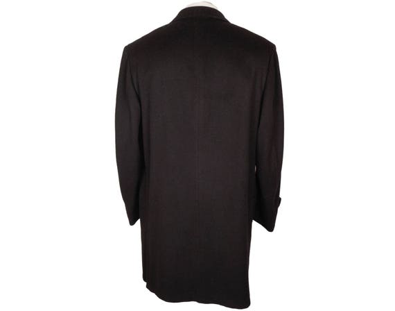 Vintage 1960s Mens Overcoat - Black Wool Cashmere… - image 4