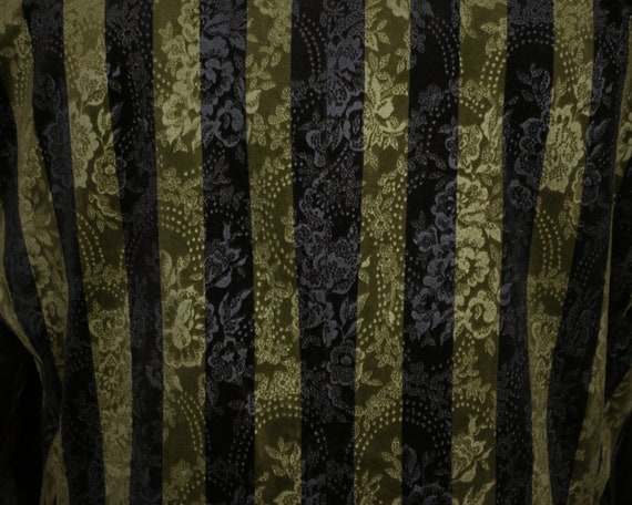 Vintage Brocade Velvet Jacket Green & Black Strip… - image 5