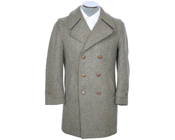 Vintage 60s French Mod Mens Overcoat Wool Car Coat
