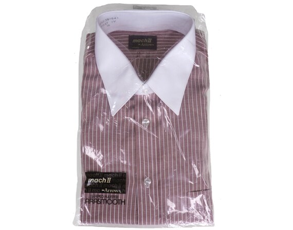Vintage 1970s Mens Dress Shirt - Maroon with White